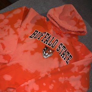 Bleach dye Buffalo State hoodie